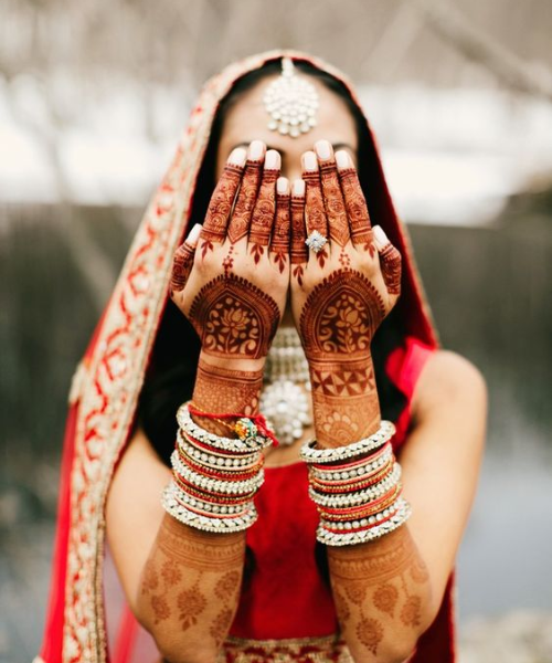 Bride shows-off her mehndi