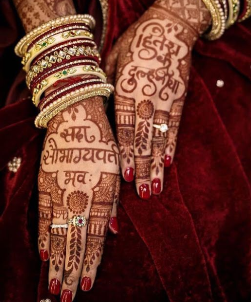 Bridal Mehndi with Quotes written