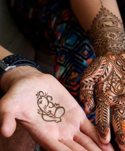 Making Ganesha using henna