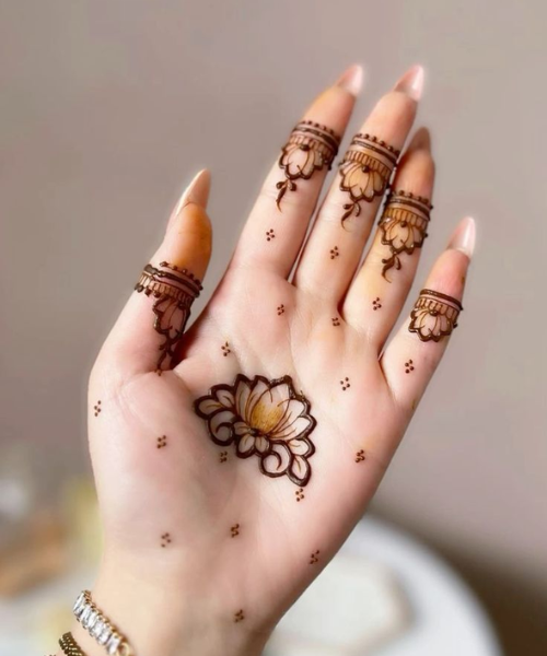 Mehndi with lotus flower motif