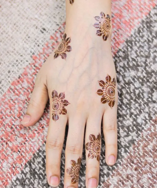 Back Hand Mehndi with Half Flower type Mandala