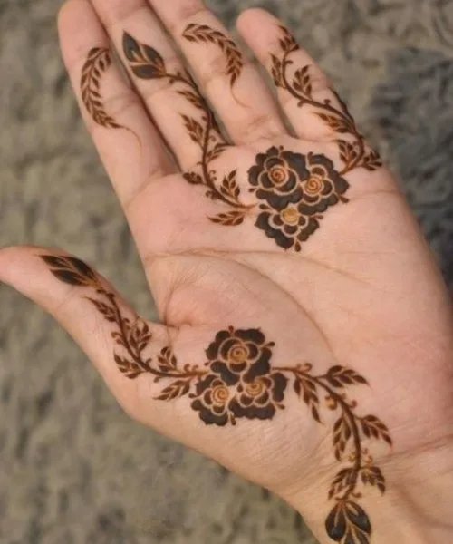 Flower Mehndi Design with Leaves and vines