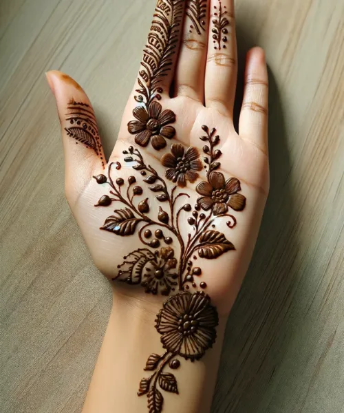 Indian Style Flower Mehndi