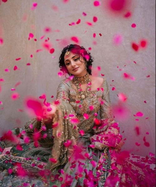 Photoshoot using flower petals