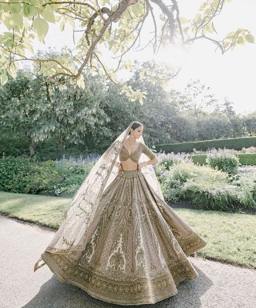 A wide angled shot in stunning lehenga 