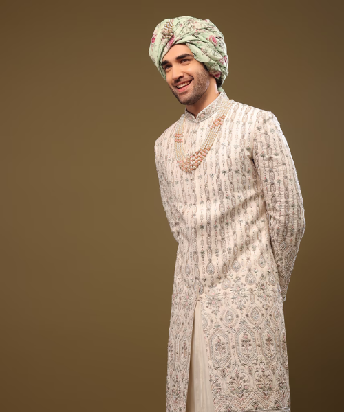 Embellished Off-white Sherwani