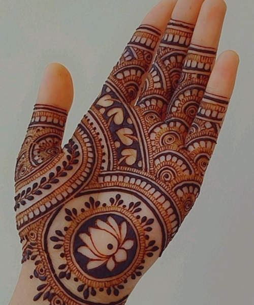 Intricate Lotus Mehndi Art