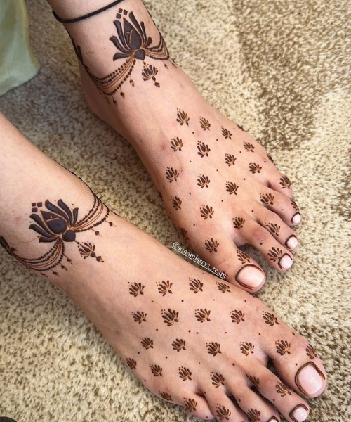 Delicate Lotus Foot Mehndi