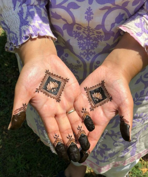 Framed Lotus Mehndi Design