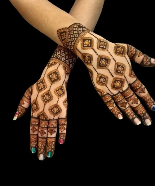 Geometric Lotus Mehndi Design