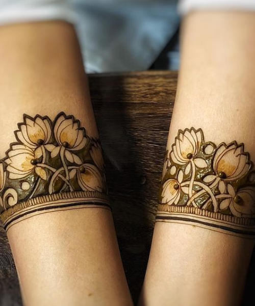 Lotus Cuff Mehndi Design