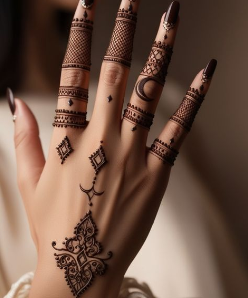 Elegant Minimalist Arabic Mehndi with Geometric Patterns