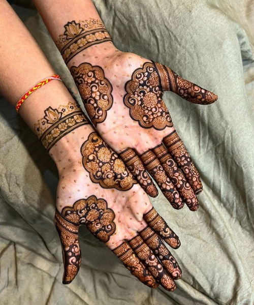 Two half mandala's with design in each hand