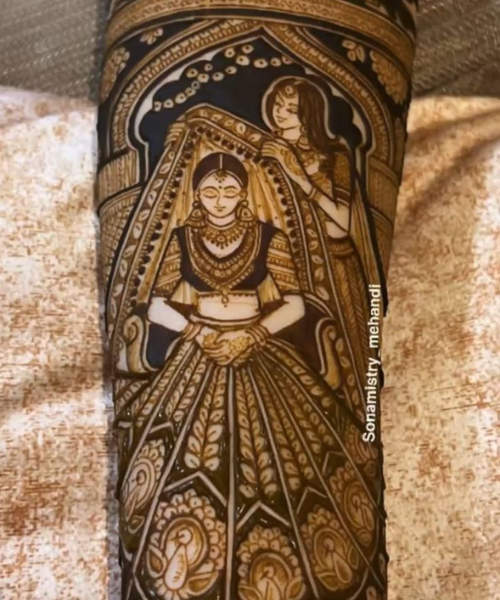 Bridal scene mehndi with detailed bride design