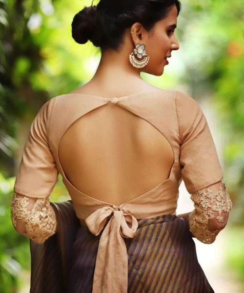 Open Back Blouse with a bow 