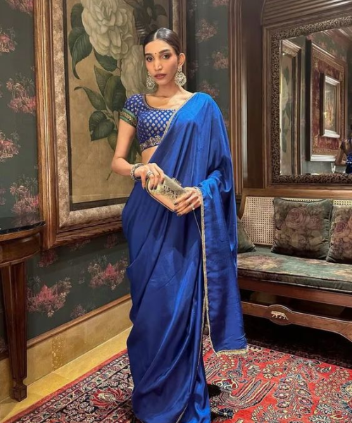 Blue Coloured Simple Silk Saree