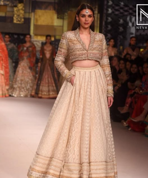 Indo-western cropped blazer with lehenga