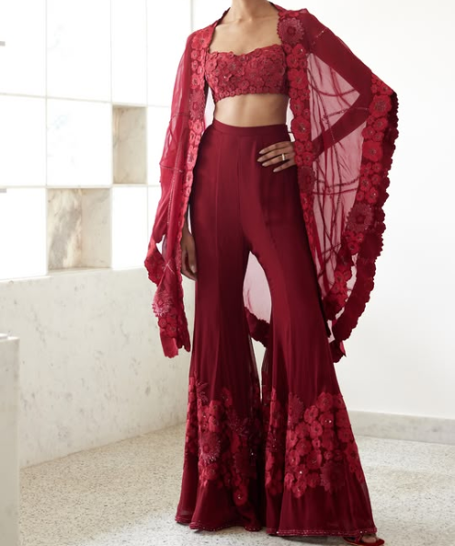 Maroon Coloured Croptop and Pants