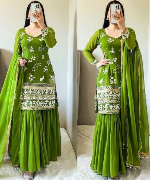 Parrot Green coloured kurta set