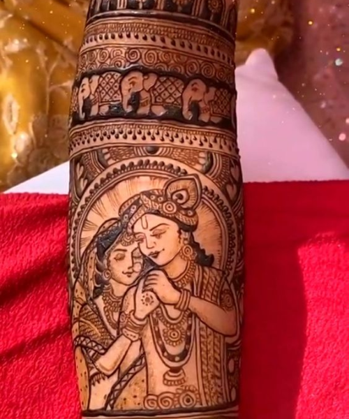 Radha Krishna Drawn on Arm