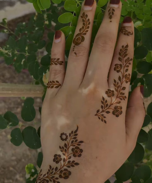 Flower and its branch arabic mehndi