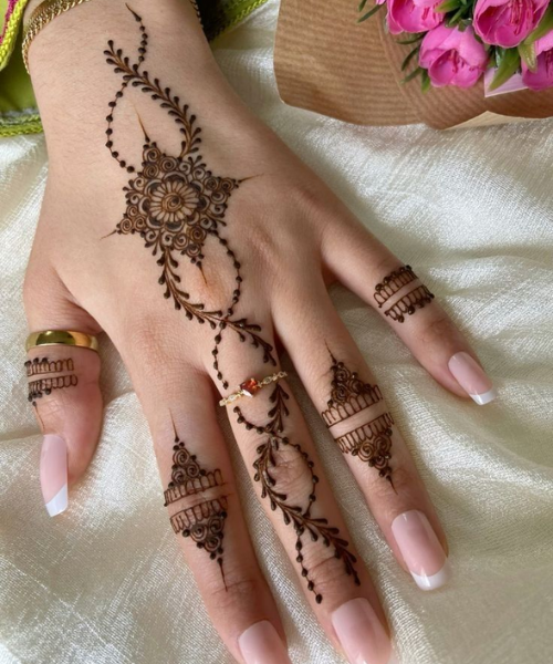 Diamond Shaped Mandala and Chain of leaves