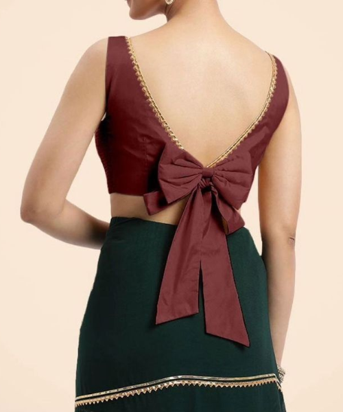 Bow-Tied Deep V-Back Brocade Design