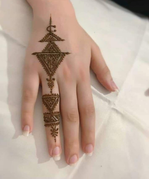 Geometric Elegance Ring Finger Mehndi