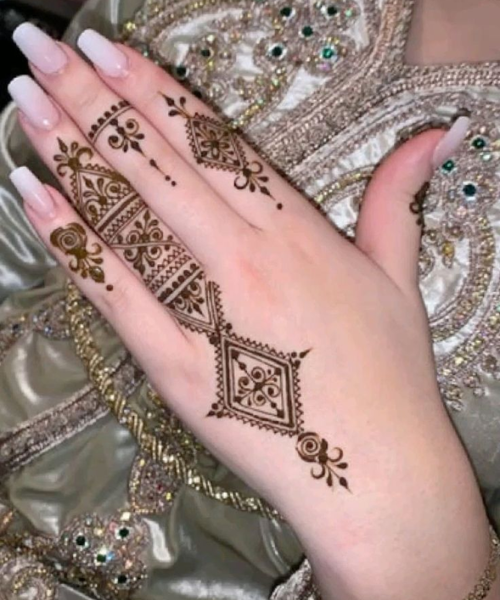 Geometric Elegance Ring Finger Mehndi Design