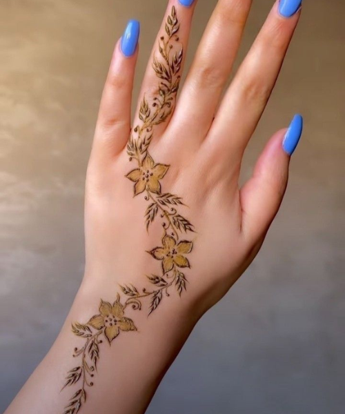 Elegant Floral Trail Ring Finger Mehndi