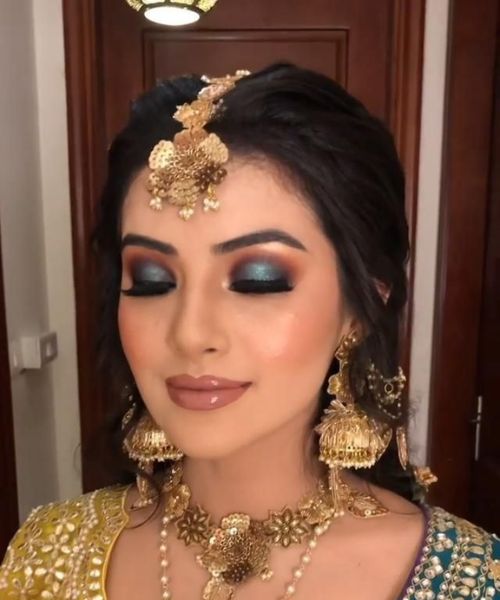 Bold Metallic Mehndi Makeup Look