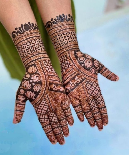 Elephant Motif with Lotus Half hand Mehndi