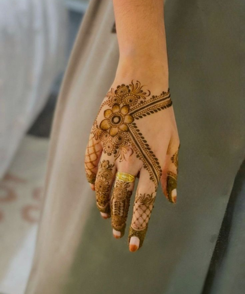 Floral Elegance Ring Finger Mehndi Design