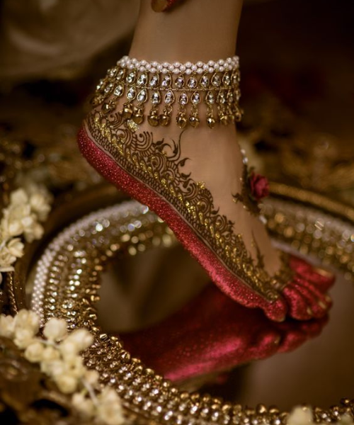 Regal Bridal Payal with Intricate Detailing