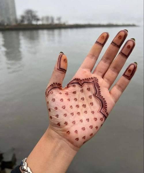 Simple Floral Palm Mehndi with Defined Borders