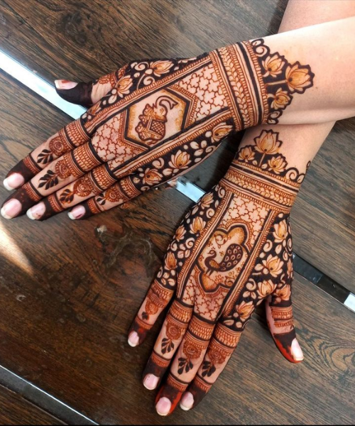 Classic Peacock & Geometric Mehndi