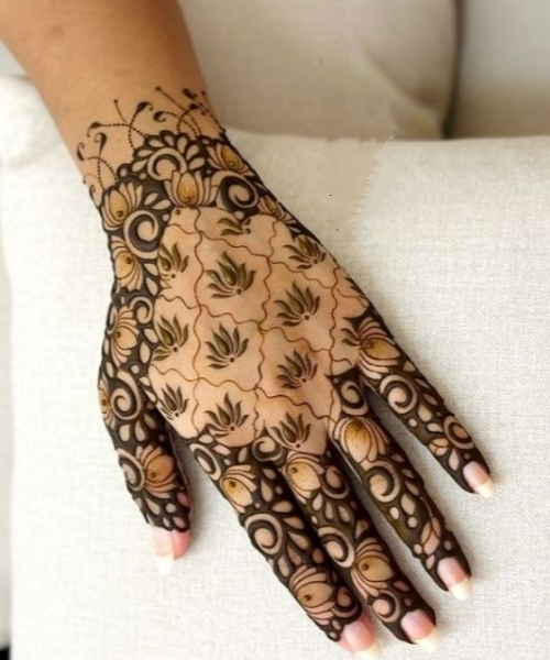 Elegant Lotus & Floral Mehndi