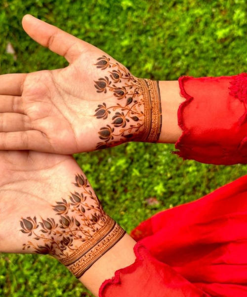 Lotus & Geometric Cuff Mehndi