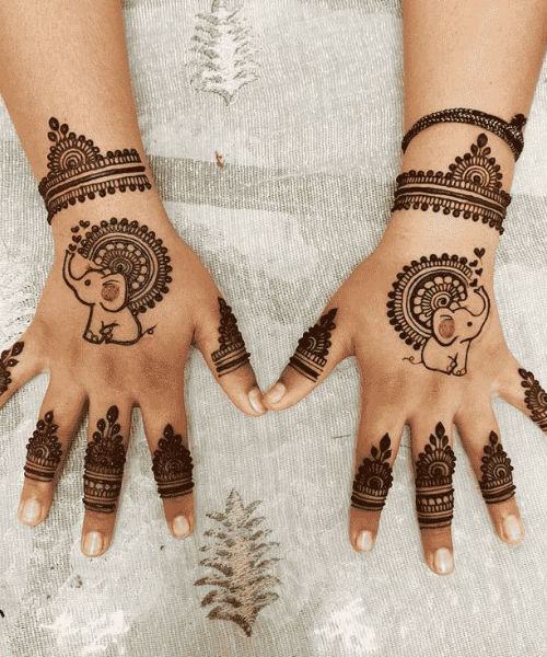 Adorable Elephant Motif Mehndi Design