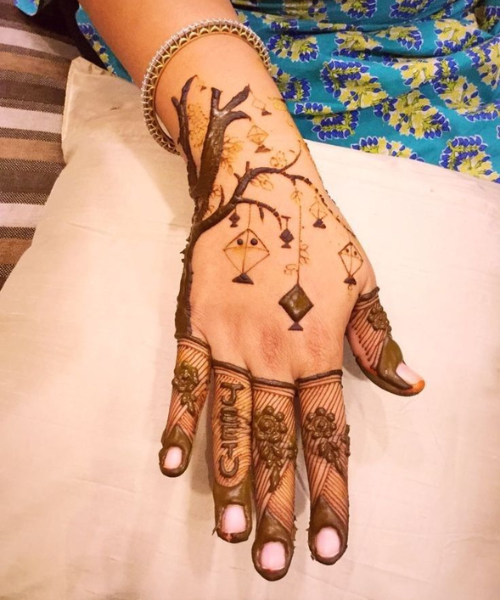 Back Hand Mehndi with Kites