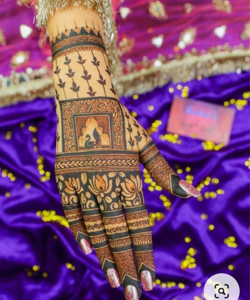 Intricate Mehndi with Lotus & Peacock