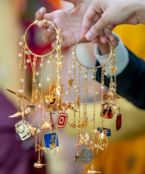 Gold Kalire with Social Media Charm Details