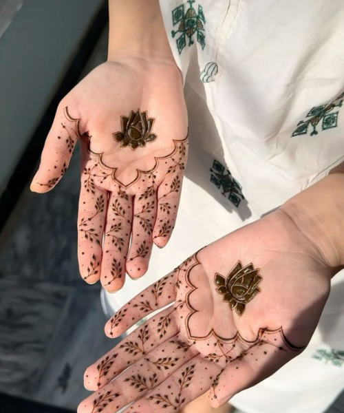 Graceful Minimal Mehndi with Bold Lotus Motif Design