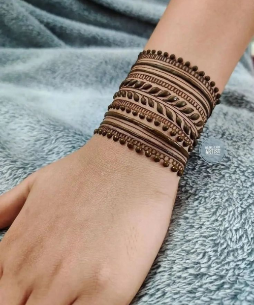 Layered Bangle-Style Bracelet Mehndi Design