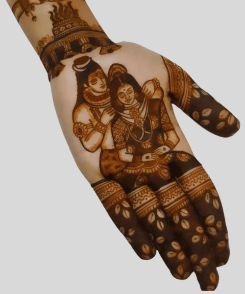 Mahadev & Parvati Portrait with Intricate Design