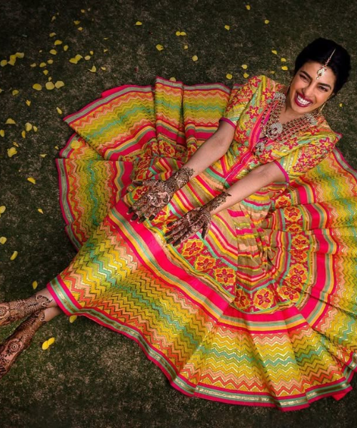 Multicolored Lehenga with Bold Zigzag Patterns