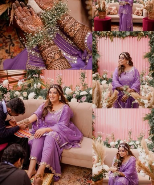 Purple Sharara with Elegant Gold Detailing