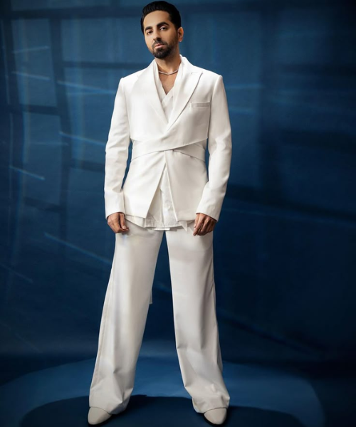 Stylish White Tuxedo with Overlap Detailing