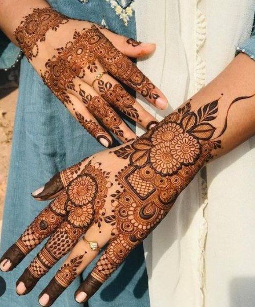 Floral Back Hand Mehndi with Intricate Details