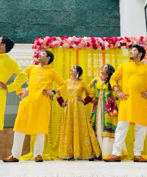 Funny and Playful pose with Siblings - Haldi Function Poses for Brides